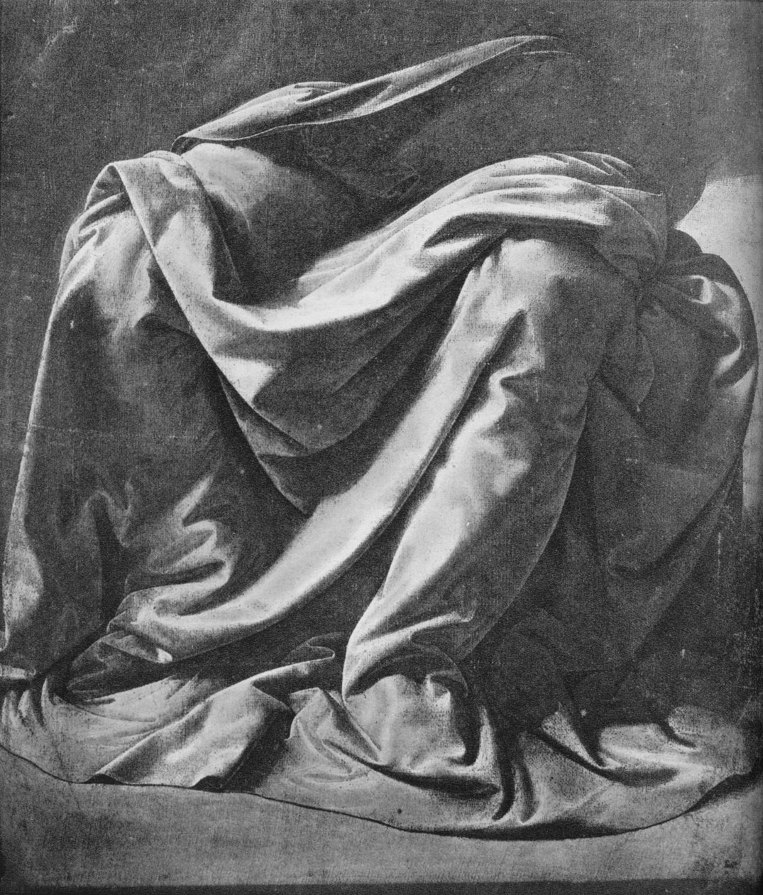 Afstøbning af draperi for benene på en siddende figur, 1470-1484 1945 af Leonardo da Vinci