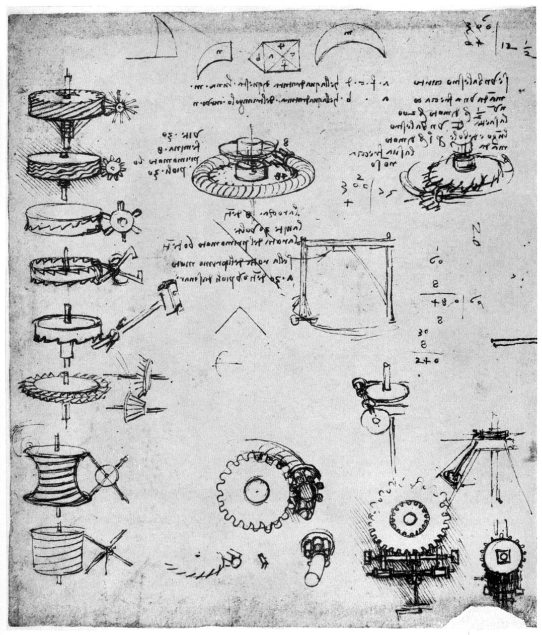 Tandhjulsdetalje, slutningen af det 15. eller begyndelsen af det 16. århundrede 1954. af Leonardo da Vinci