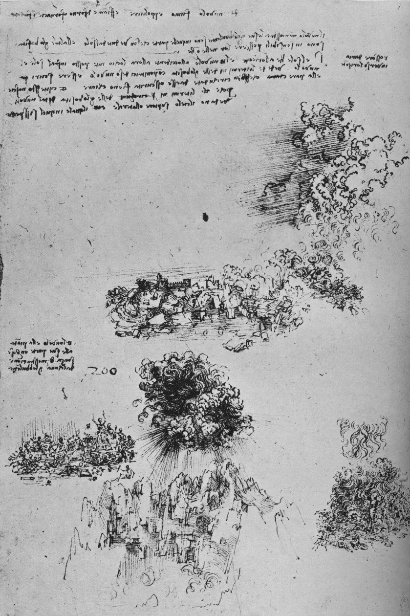 Ødelæggelse regnede fra himlen på jorden, c1480 1945 af Leonardo da Vinci