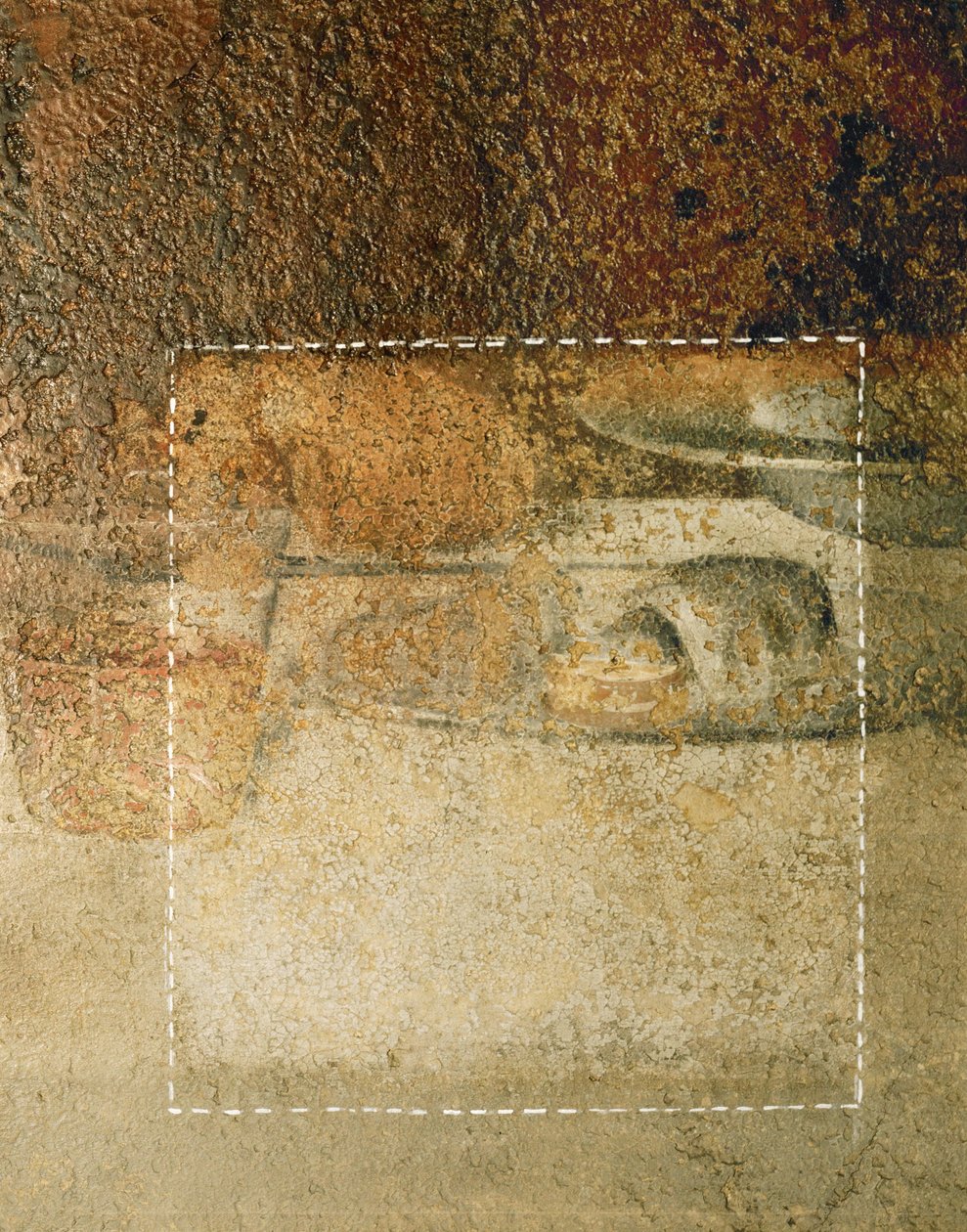 Detalje fra Leonardos sidste nadver: hvad specialisterne troede var et stykke brød, viste sig efter rengøring ... af Leonardo da Vinci