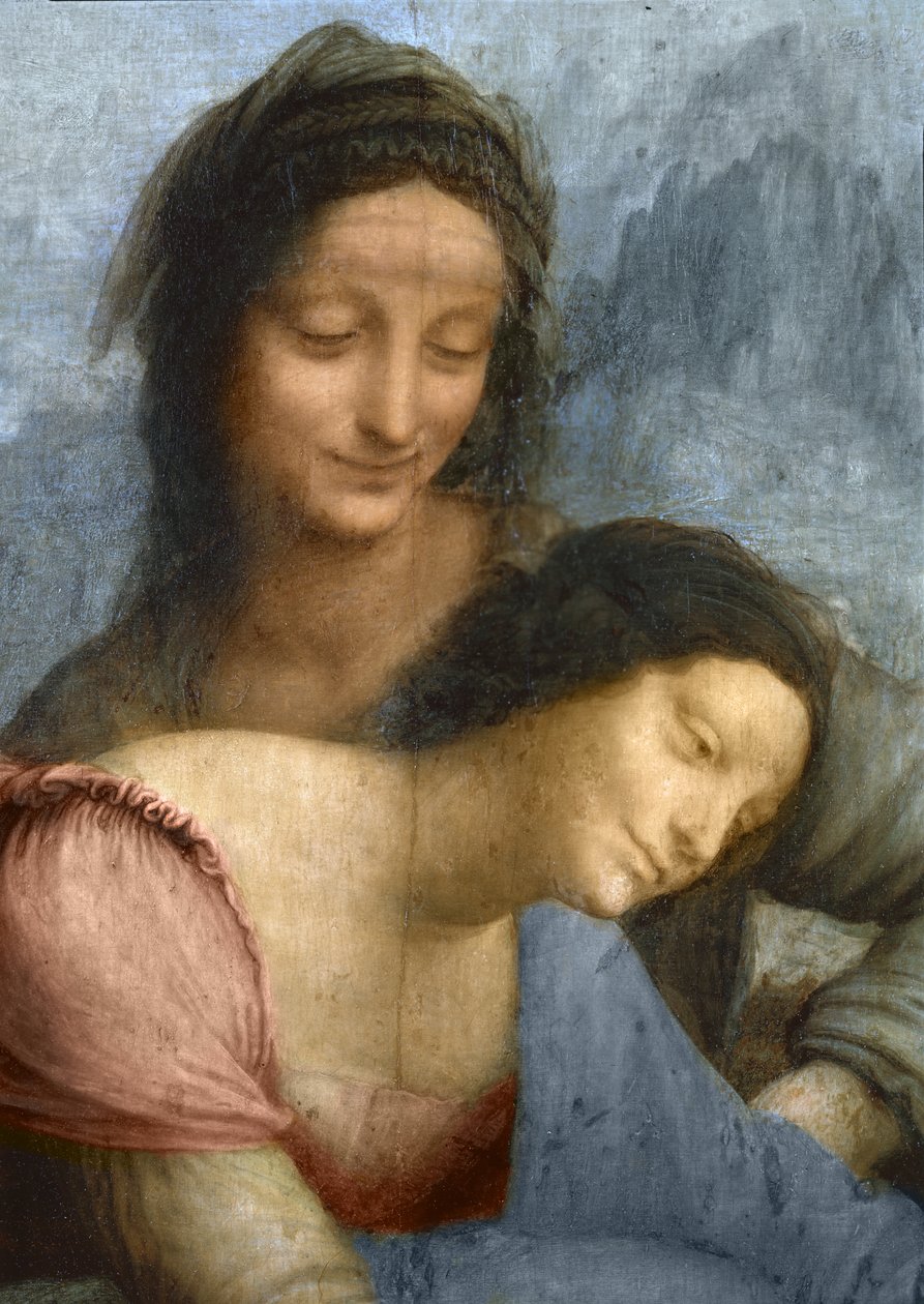 Detalje af Jomfruen og St. Anne fra Jomfruen og Barnet med St. Anne, ca. 1510 (olie på panel) af Leonardo da Vinci