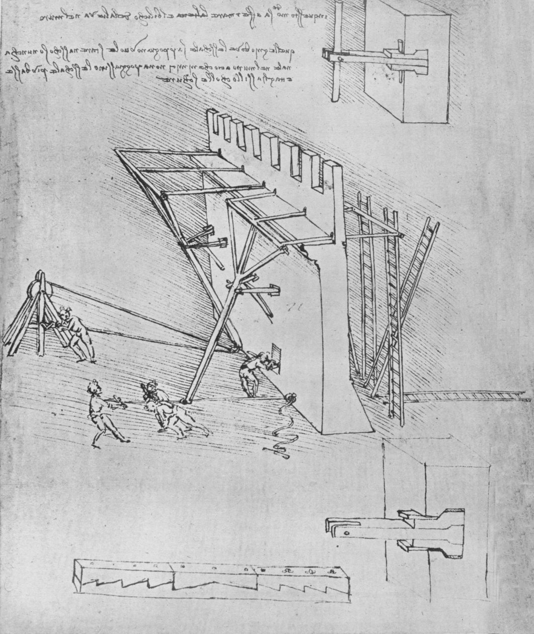 Enhed til at afvise skaleringsstiger, c1480 1945 af Leonardo da Vinci