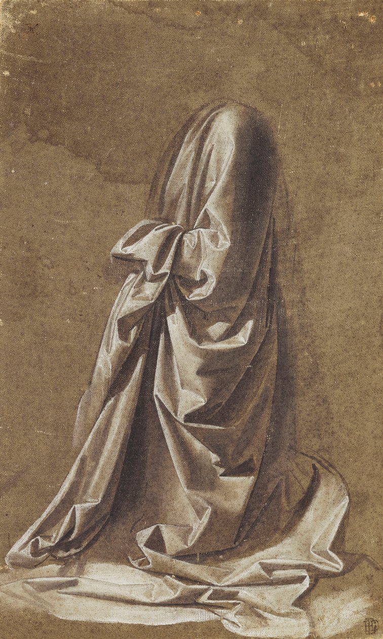 Draperistudie til en knælende figur, af Leonardo da Vinci