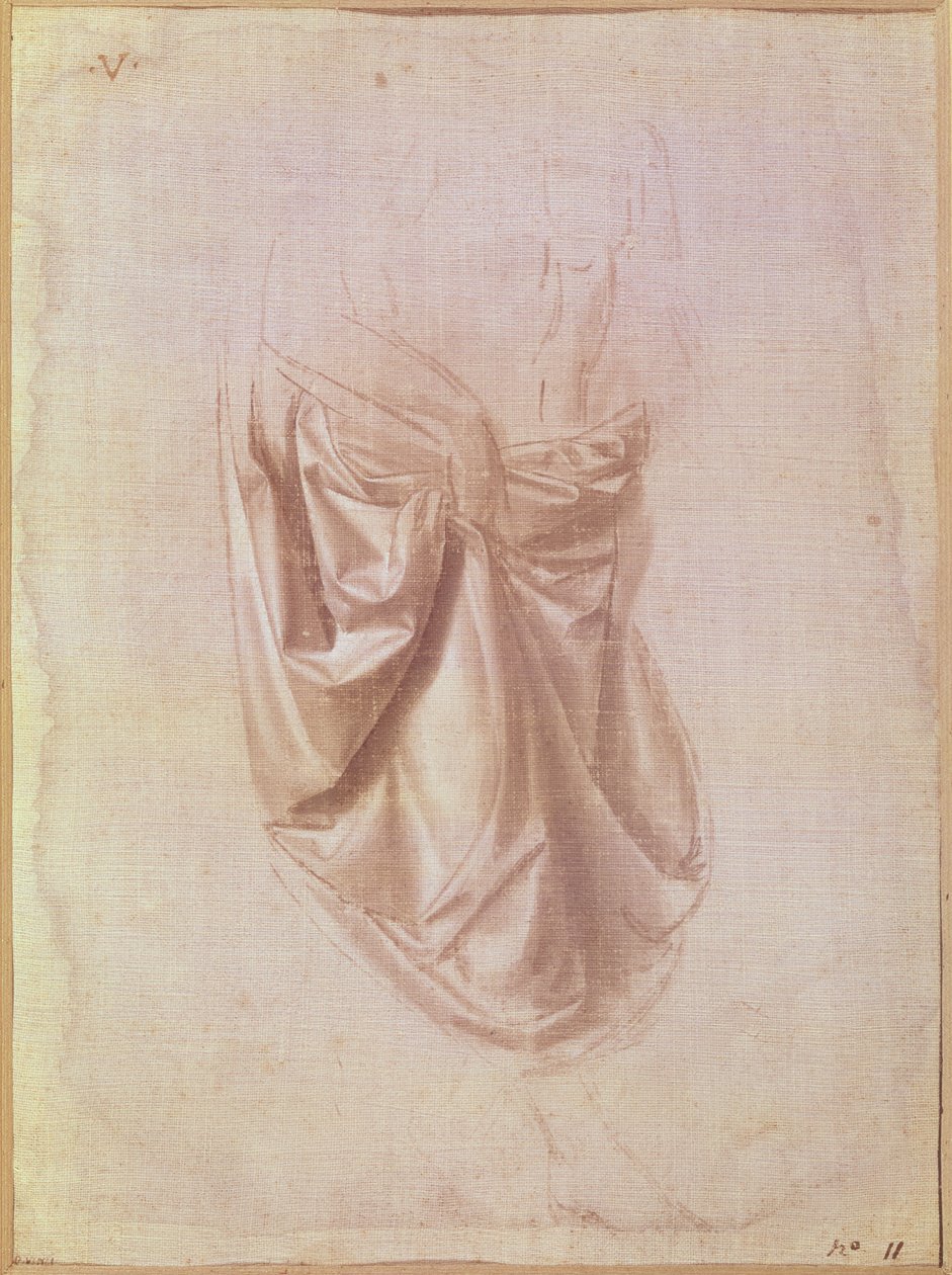Draperistudie (gouache på lærred) af Leonardo da Vinci