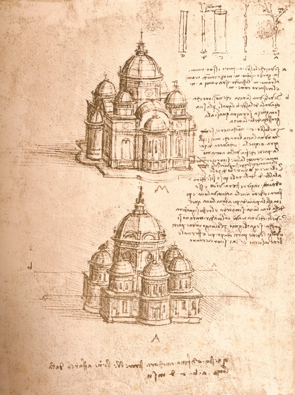 Tegning af kirker, c1472-c1519 1883 af Leonardo da Vinci