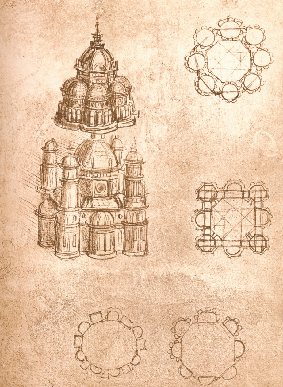 Tegning af kirker, c1472-c1519 1883 af Leonardo da Vinci