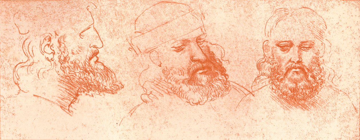 Tegning af orientalske hoveder, i rødt kridt, c1472-c1519 1883 af Leonardo da Vinci