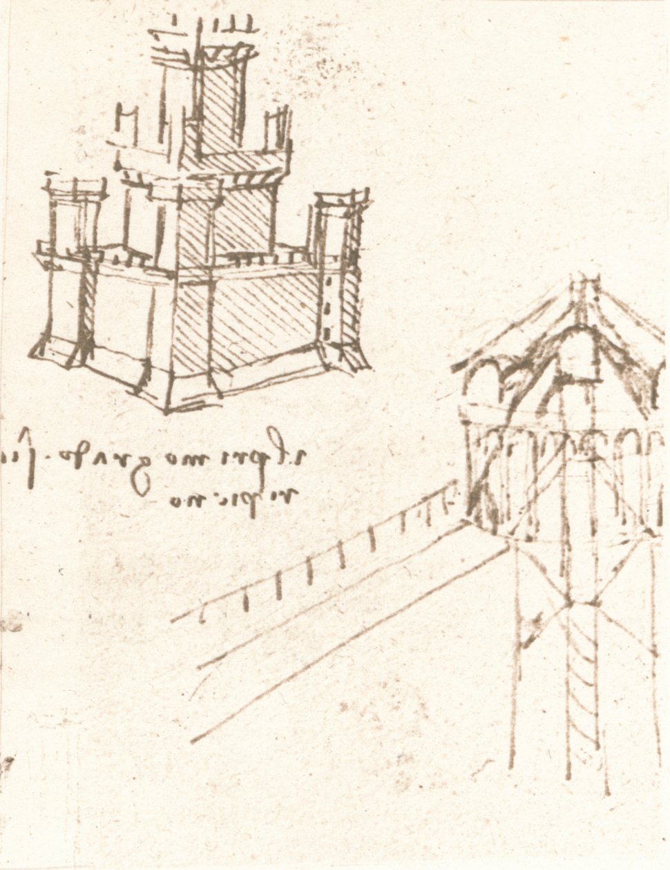 Tegning af projekter til slotte og villaer, c1472-c1519 1883 af Leonardo da Vinci