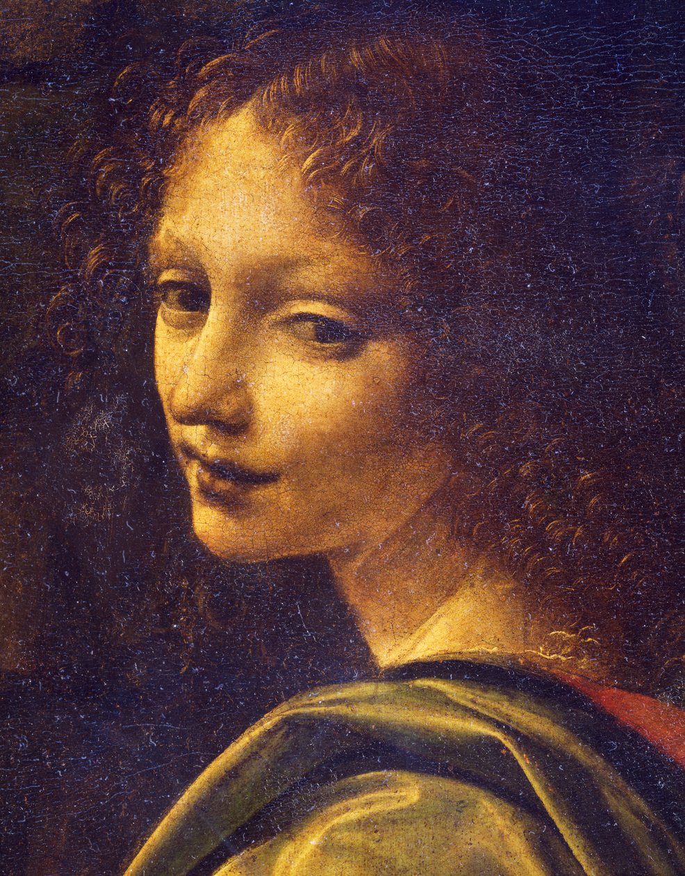 Englens ansigt, detalje fra Virgin of Rocks af Leonardo da Vinci