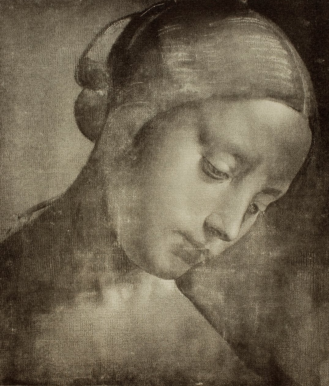Feminint hoved, tegning af Leonardo da Vinci. Kabinet for tegninger og tryk, Uffizi Gallery, Firenze af Leonardo da Vinci