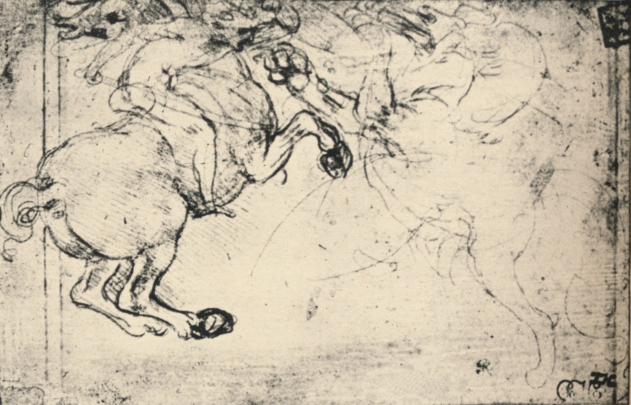 Fight Between a Horseman and a Griffin, c1480 1945 af Leonardo da Vinci