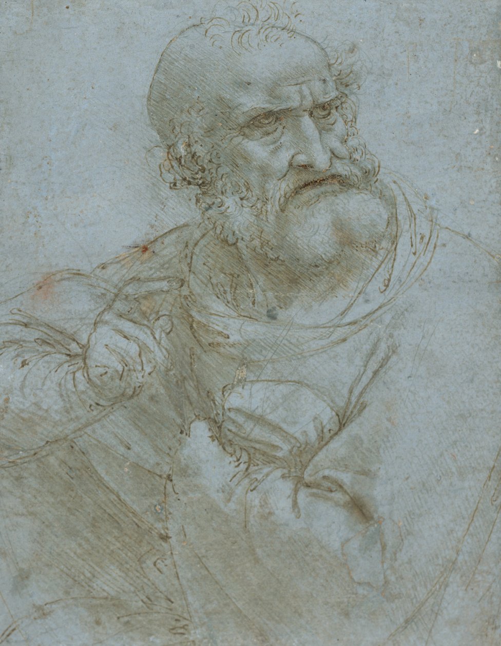 Figur af en apostel, ca. 1495 (pen & blæk og metalpoint på papir) af Leonardo da Vinci