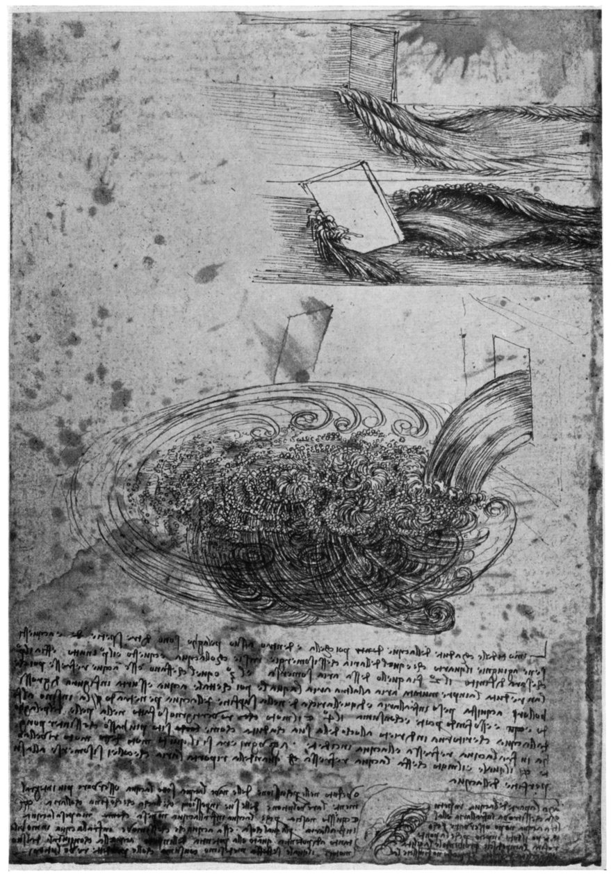 Strøm af hvirvelstrømme i et vandfald, 1509-1511 1954. af Leonardo da Vinci