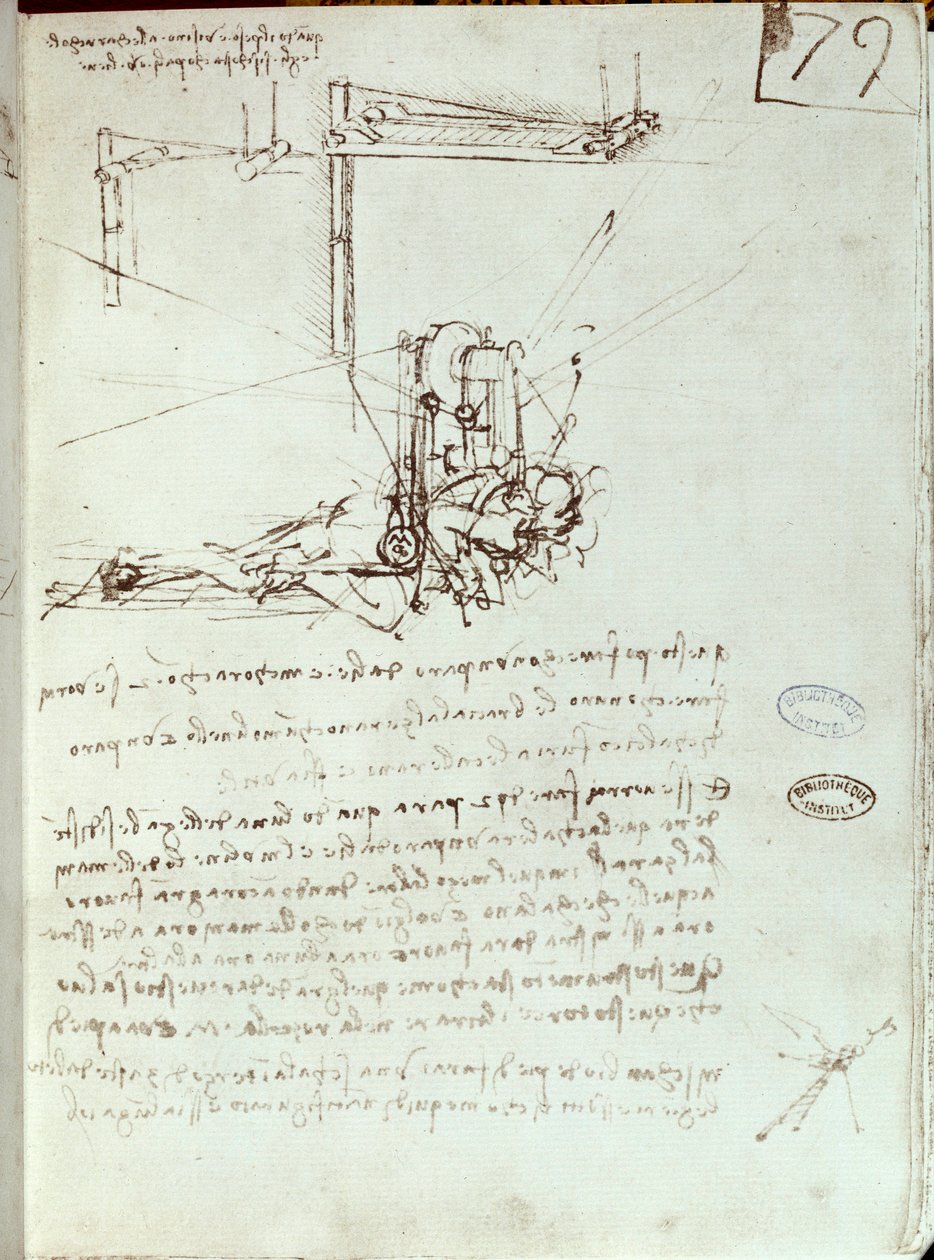 Flyvende maskine tegning. Manuskript af Leonard De Vinci (Leonardo da Vinci af Leonardo da Vinci