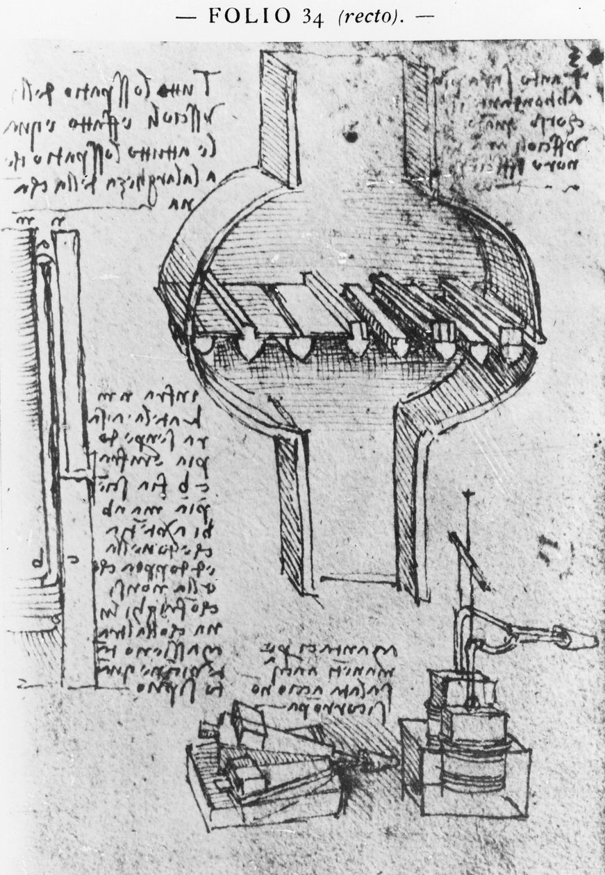Fol. 34r fra Manuskript E, 1513-14 af Leonardo da Vinci