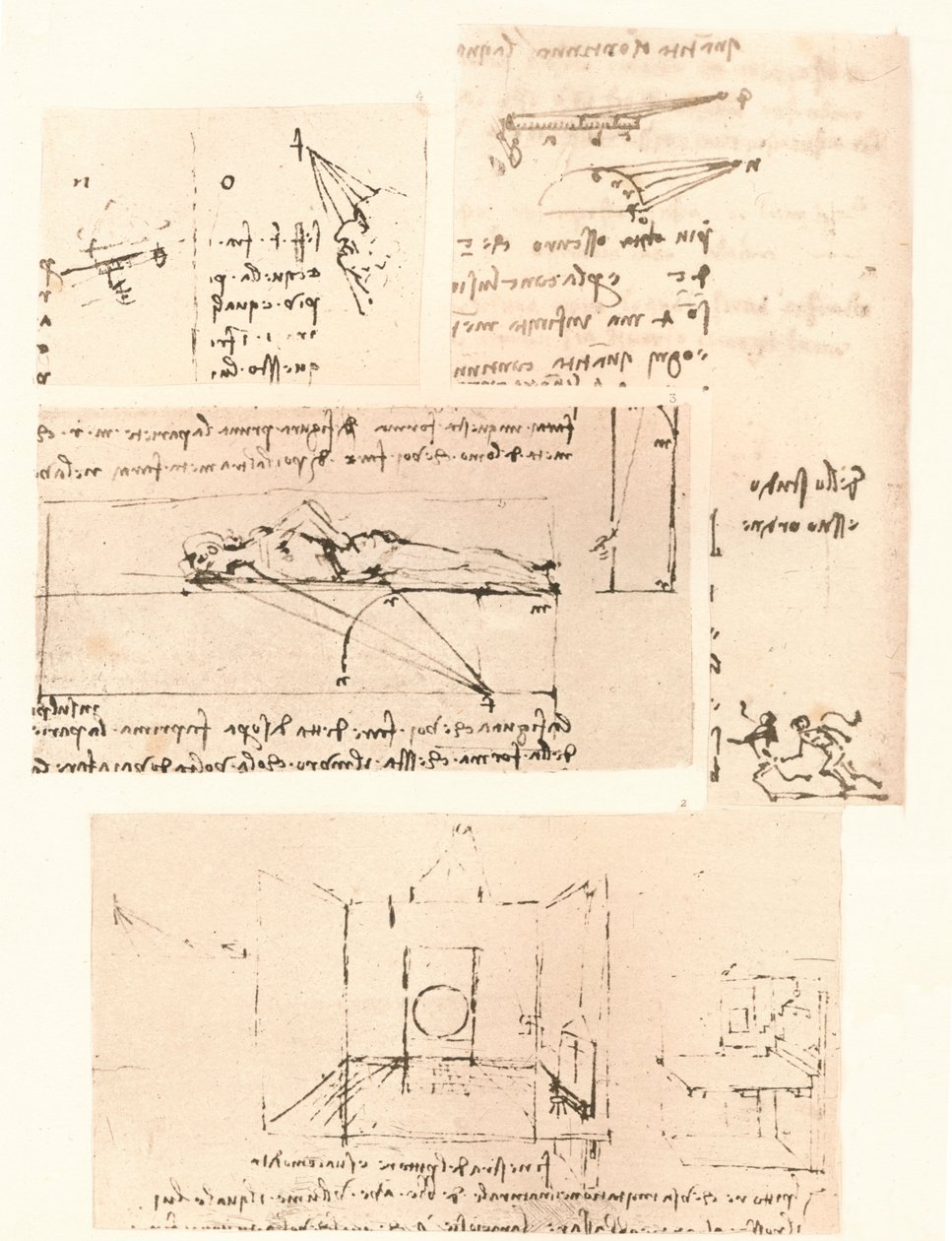 Fire tegninger, der illustrerer praksis med maleri, c1472-c1519 1883 af Leonardo da Vinci