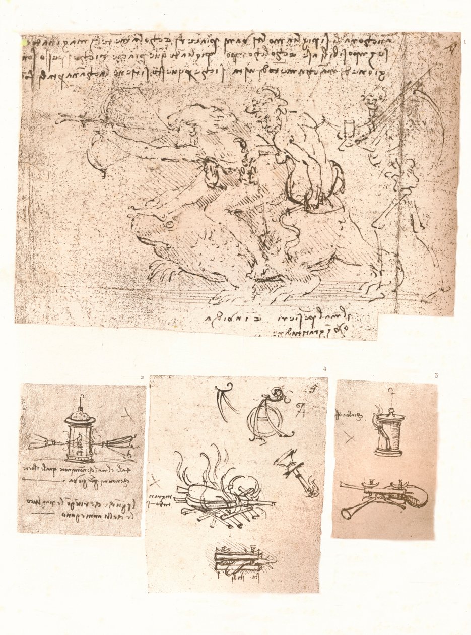 Fire tegninger af allegoriske fremstillinger, c1472-c1519 1883 af Leonardo da Vinci