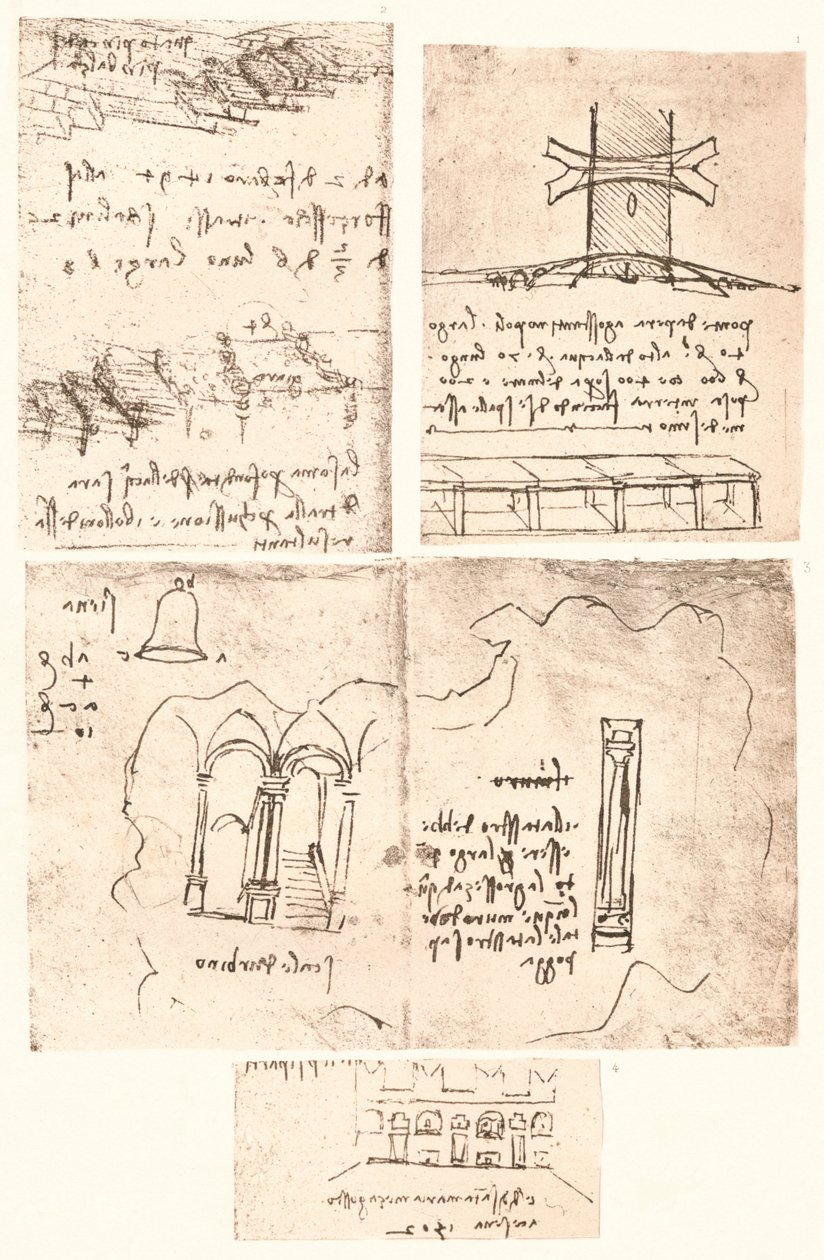 Fire topografiske tegninger, c1472-c1519 1883 af Leonardo da Vinci