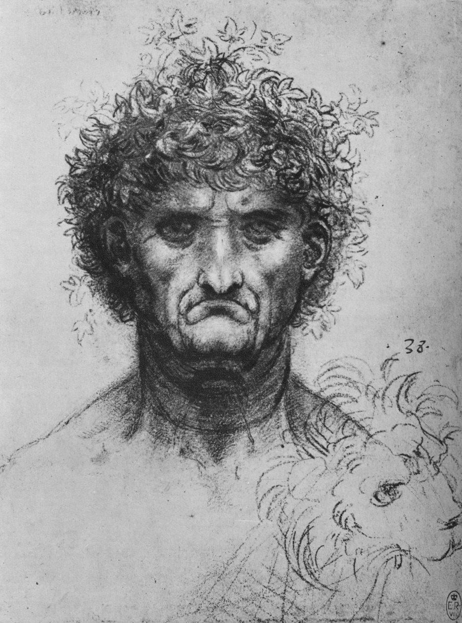 Hele ansigtet af en gammel mand iført en krans, c1480 1945 af Leonardo da Vinci