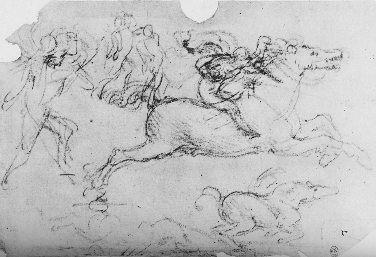 Galoperende rytter og andre figurer, c1480 1945 af Leonardo da Vinci