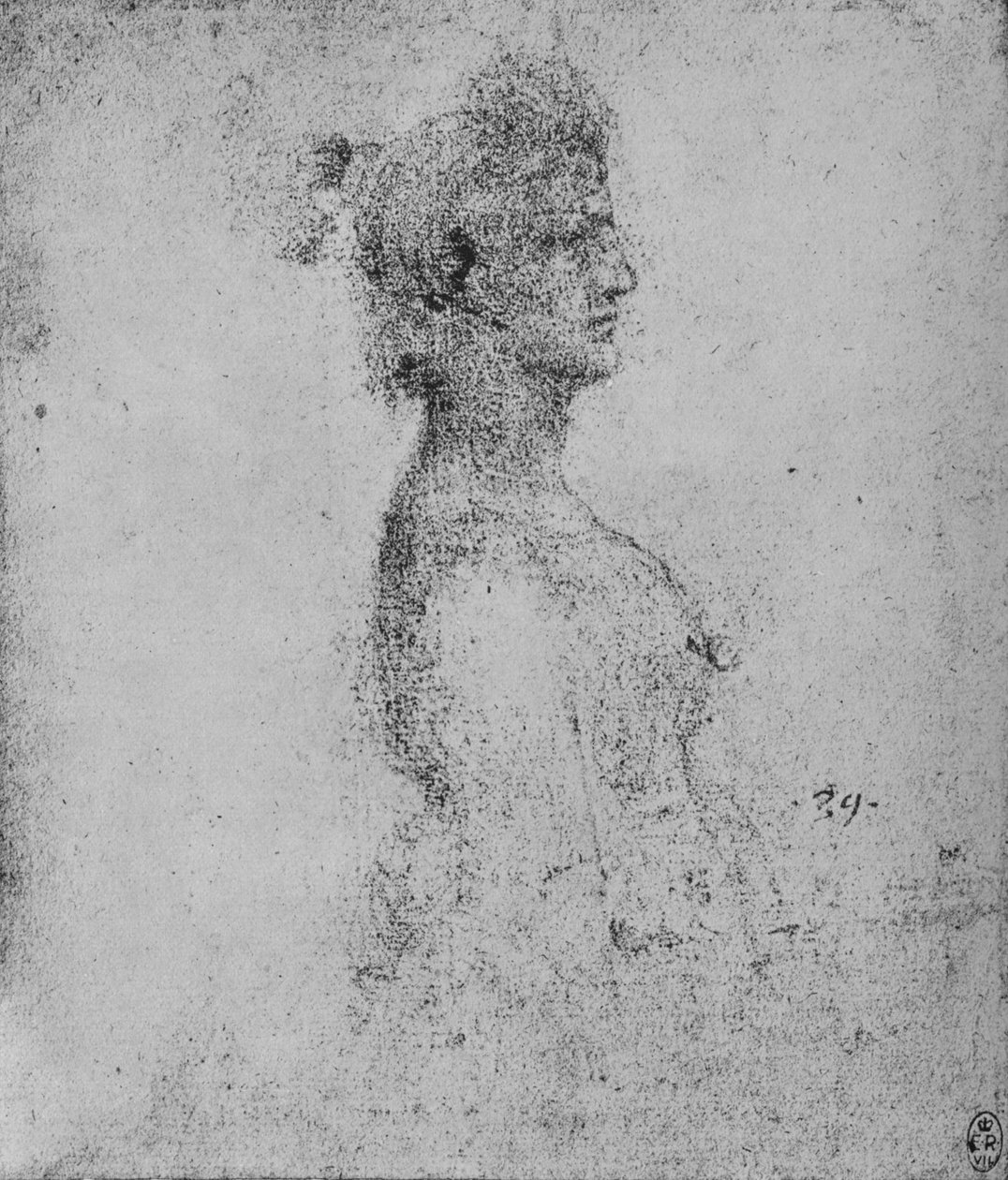 Halvlængde af en ung kvinde i profil til højre, c1480 1945 af Leonardo da Vinci