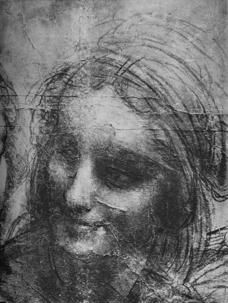 Leder af St. Anne - Jomfru og barn med St. Anne og spædbarnet St. John, c1480 1945 af Leonardo da Vinci