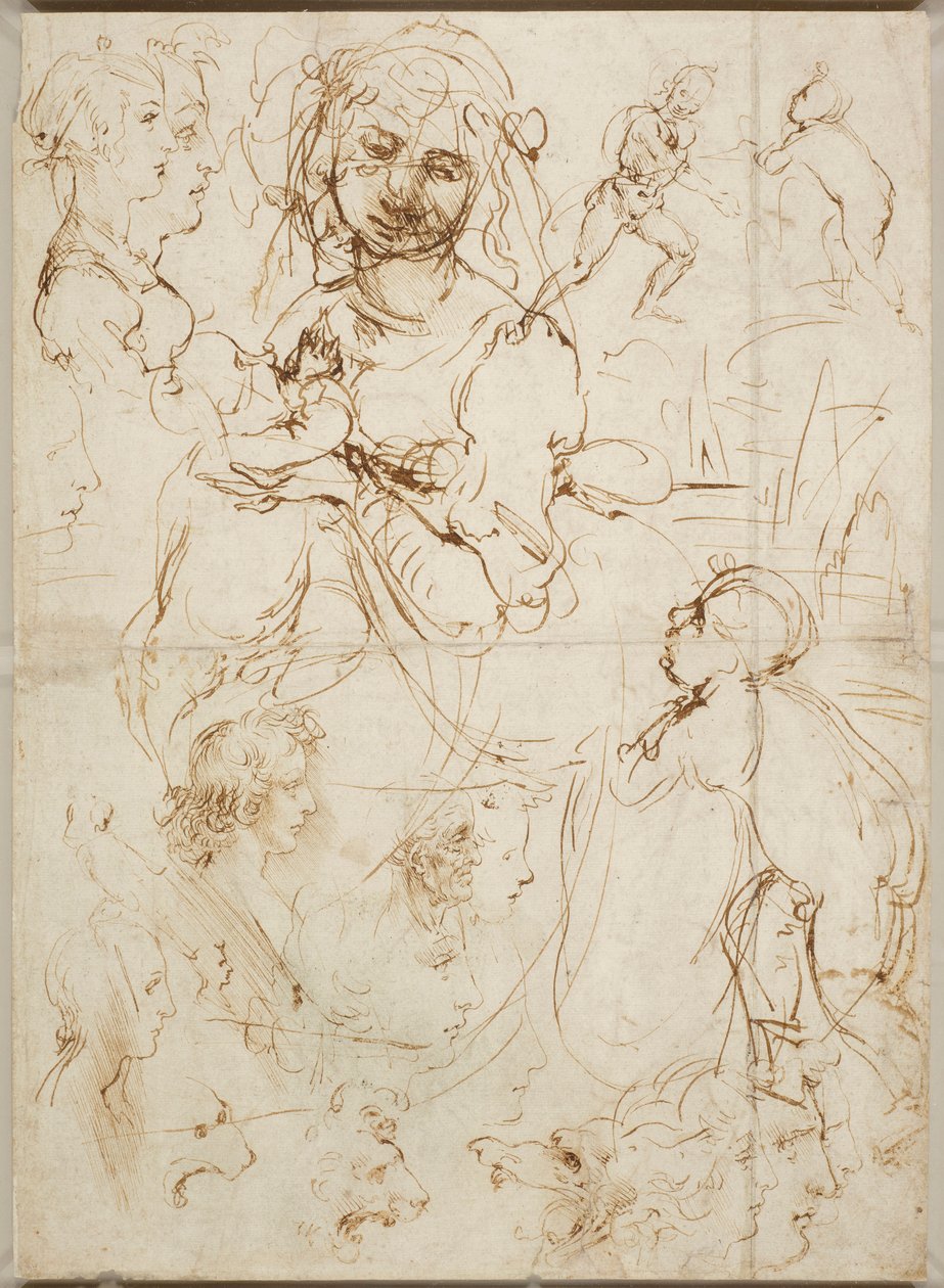 Hoveder og figurer, ca 1478. af Leonardo da Vinci
