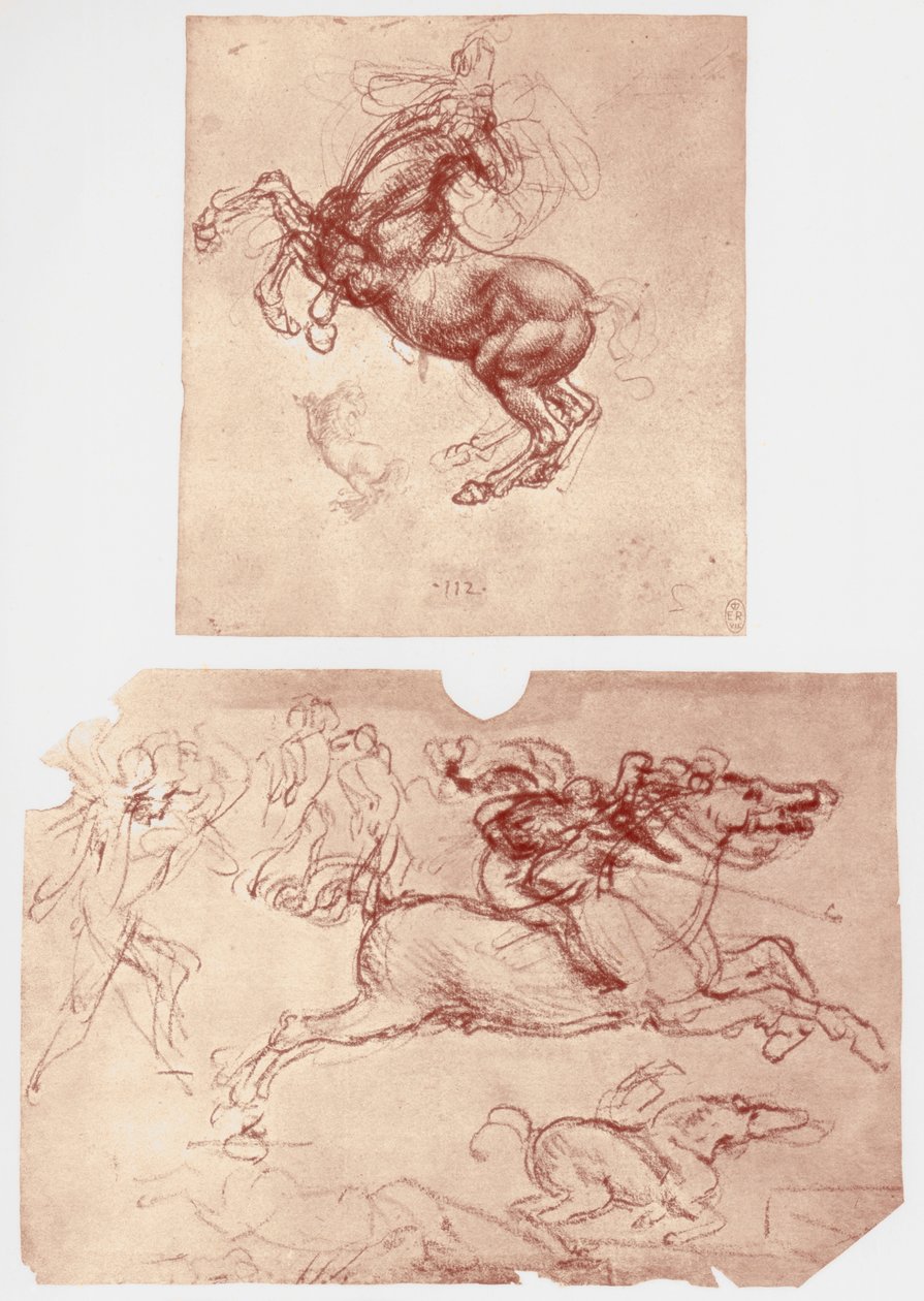 Hesteopdræt og ryttere og fodsoldater, c1504. af Leonardo da Vinci