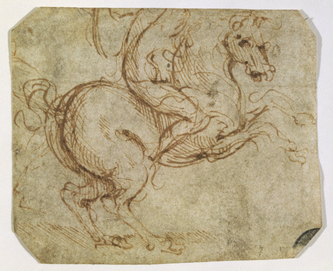 Hest og kavaler (pen og blæk på papir) af Leonardo da Vinci