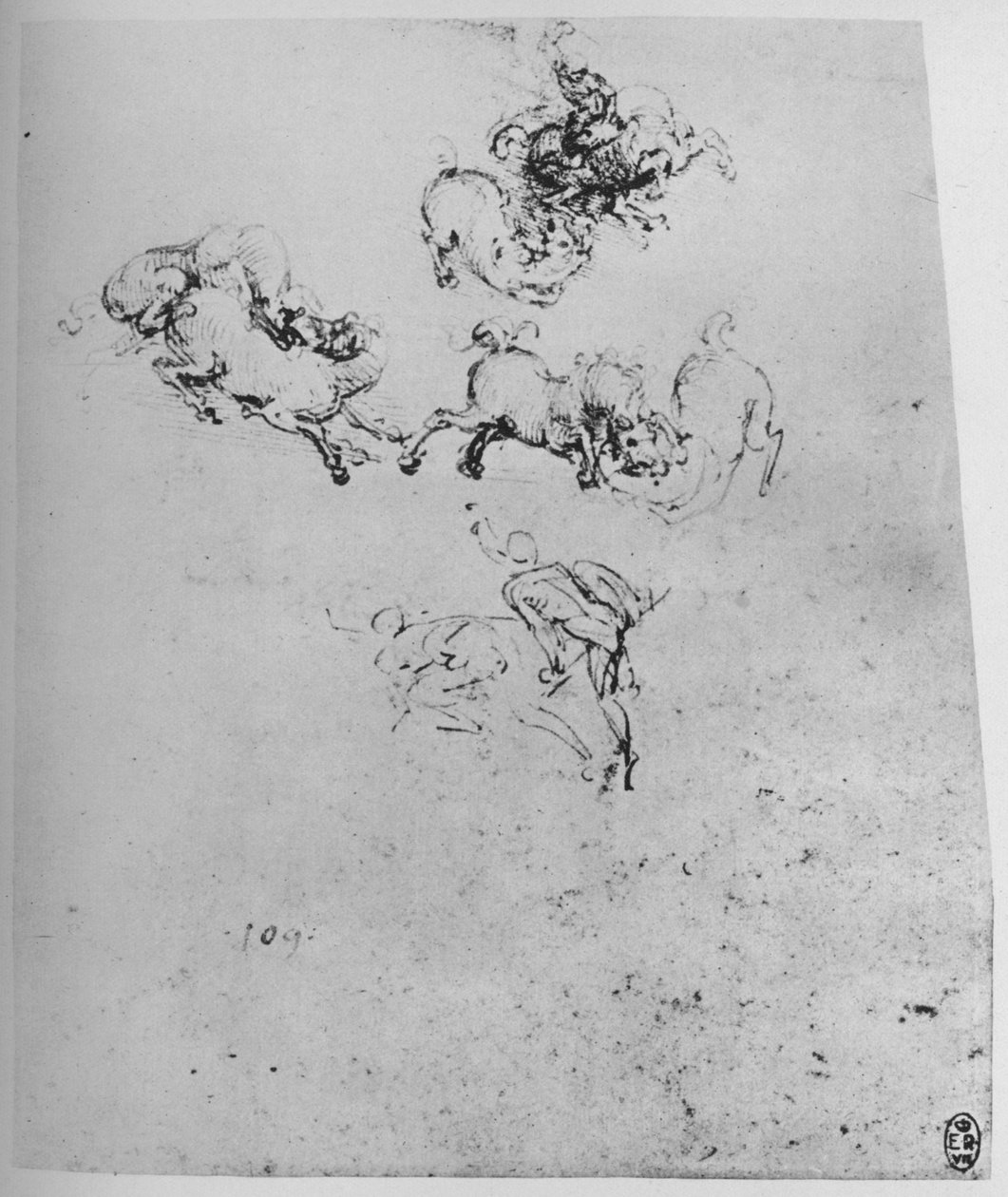 Heste og ryttere i kamp, c1480 1945 af Leonardo da Vinci