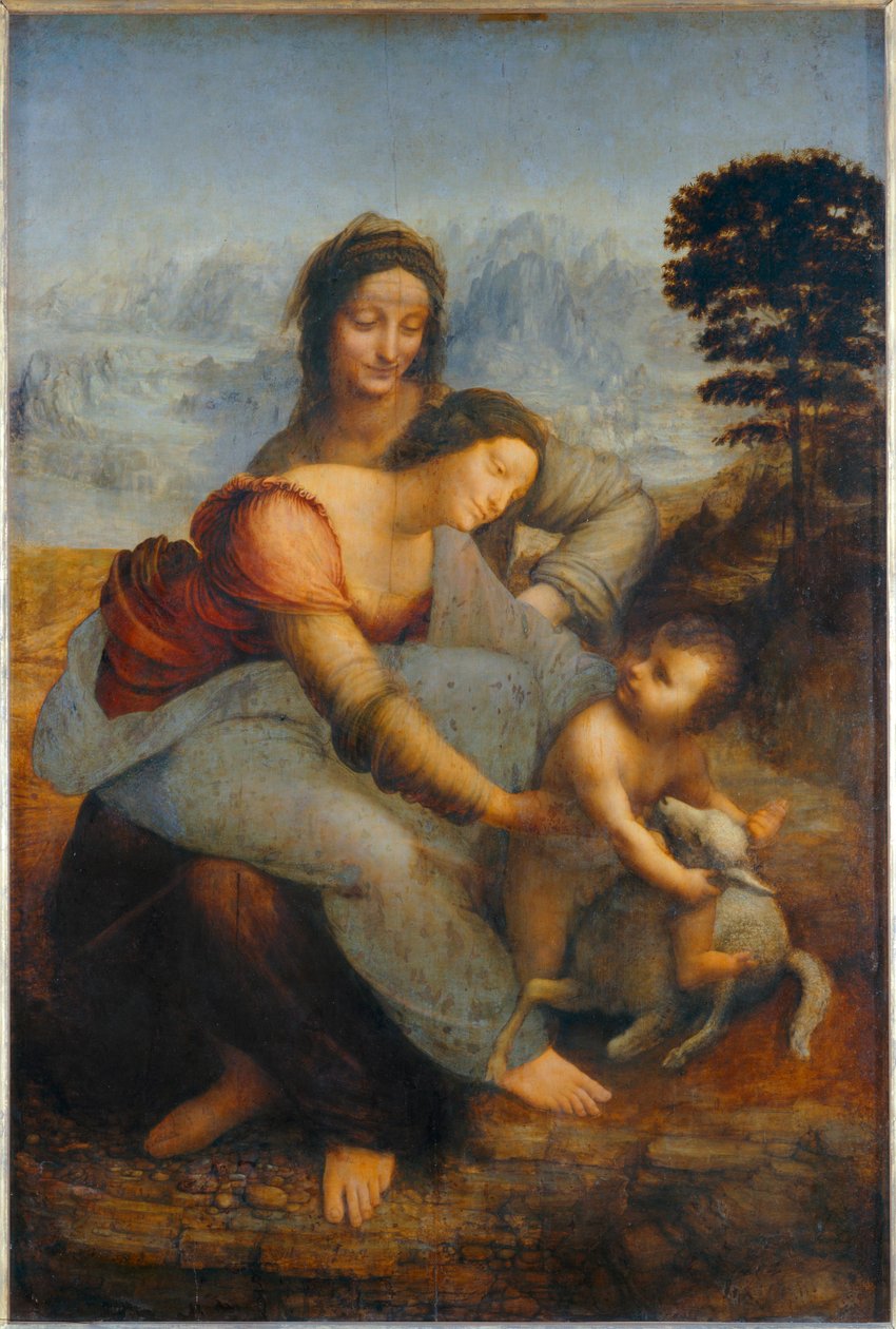 Jomfruen og barnet med Sankt Anna ... af Leonardo da Vinci