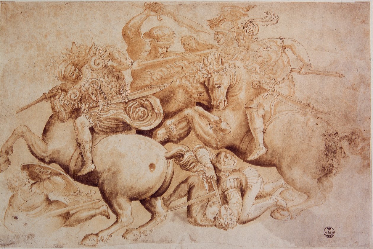 Leonardo da Vinci (Leonardo da Vinci) (1452 - 1519): Kopi af slaget ved Anghiari (29. juni af Leonardo da Vinci