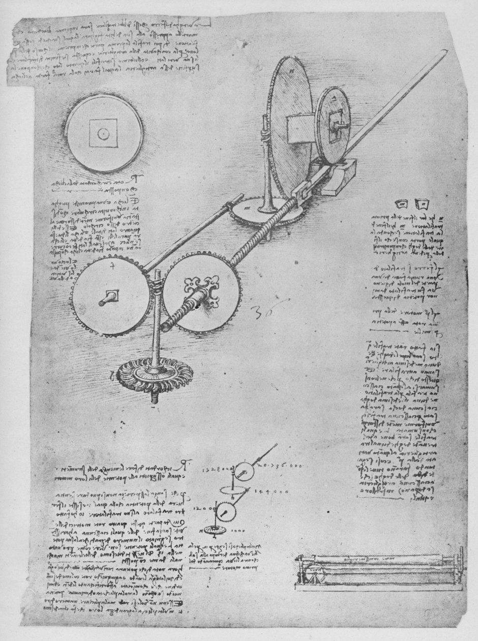 Maskine til at forme jernstænger til fremstilling af kanoner, c1480 1945 af Leonardo da Vinci