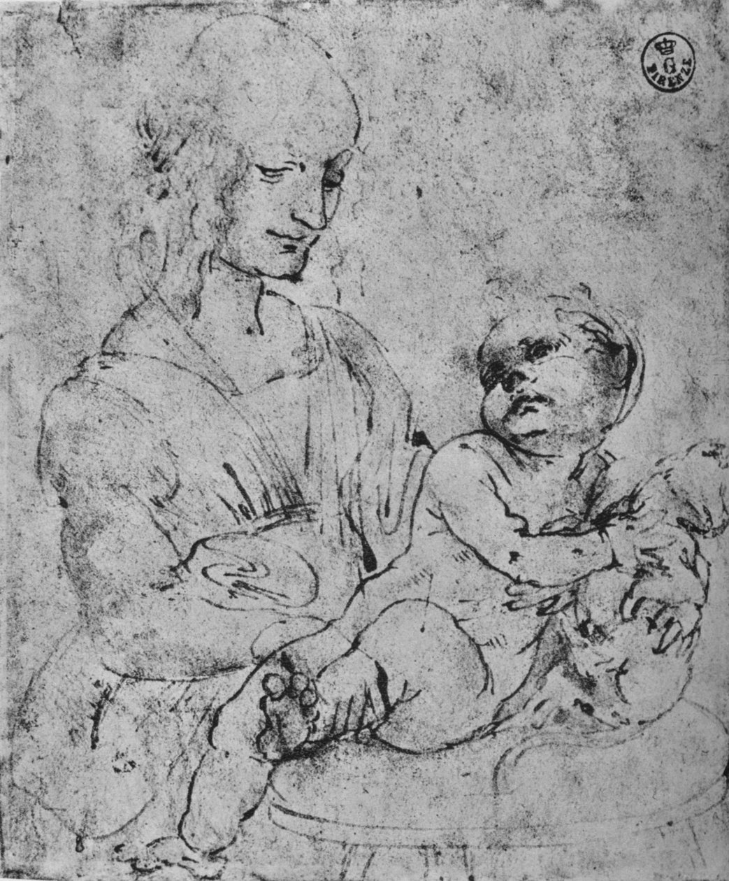 Madonna og barn med en kat, 1478-1480 1945 af Leonardo da Vinci