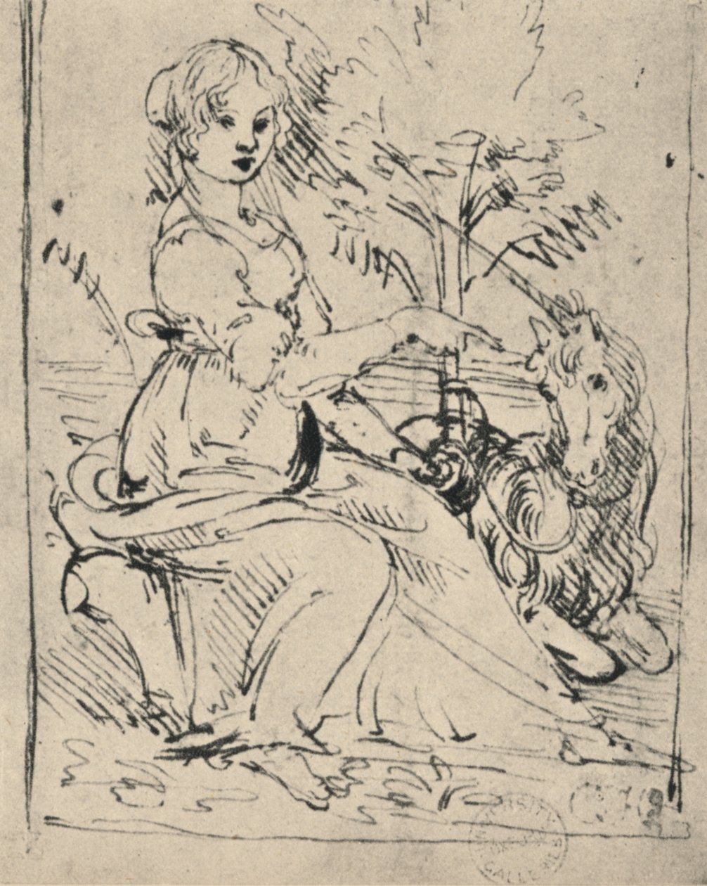 Jomfru med en enhjørning, c1478-1480 1945 af Leonardo da Vinci