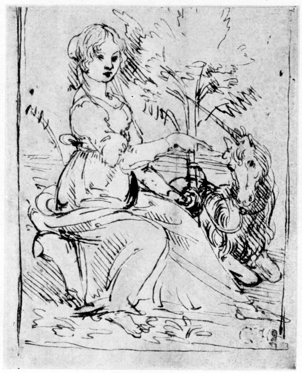 Jomfru med en enhjørning, c1480 1954. af Leonardo da Vinci