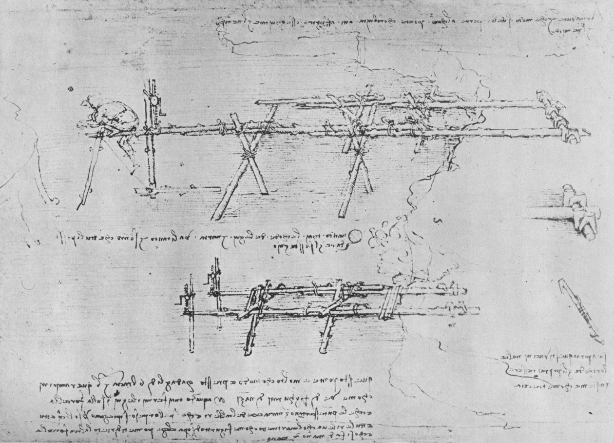 Metode til at bygge en bukkebro, c1480 1945 af Leonardo da Vinci
