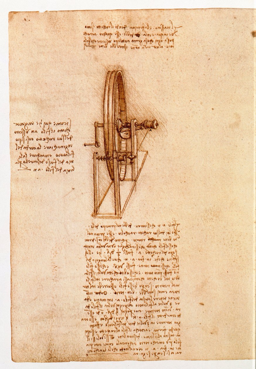 Ms 8937 fol. 65v Study for a spinning wheel, 