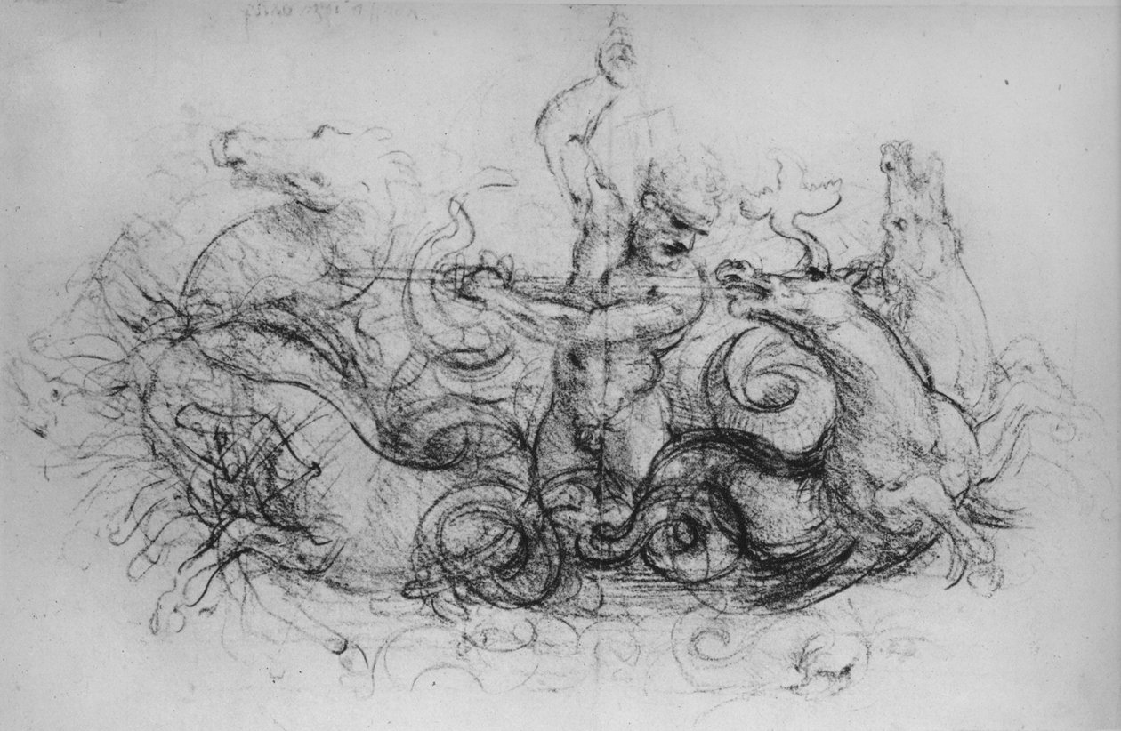 Neptun med fire søheste, c1480 1945 af Leonardo da Vinci