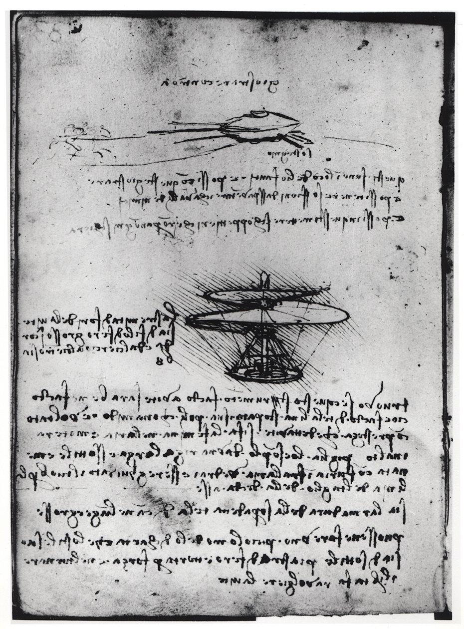 Paris Manuskript B, fol. 83v: Side med tekst og skitser til en flyvemaskine, 1488-90 (pen og blæk på papir) af Leonardo da Vinci