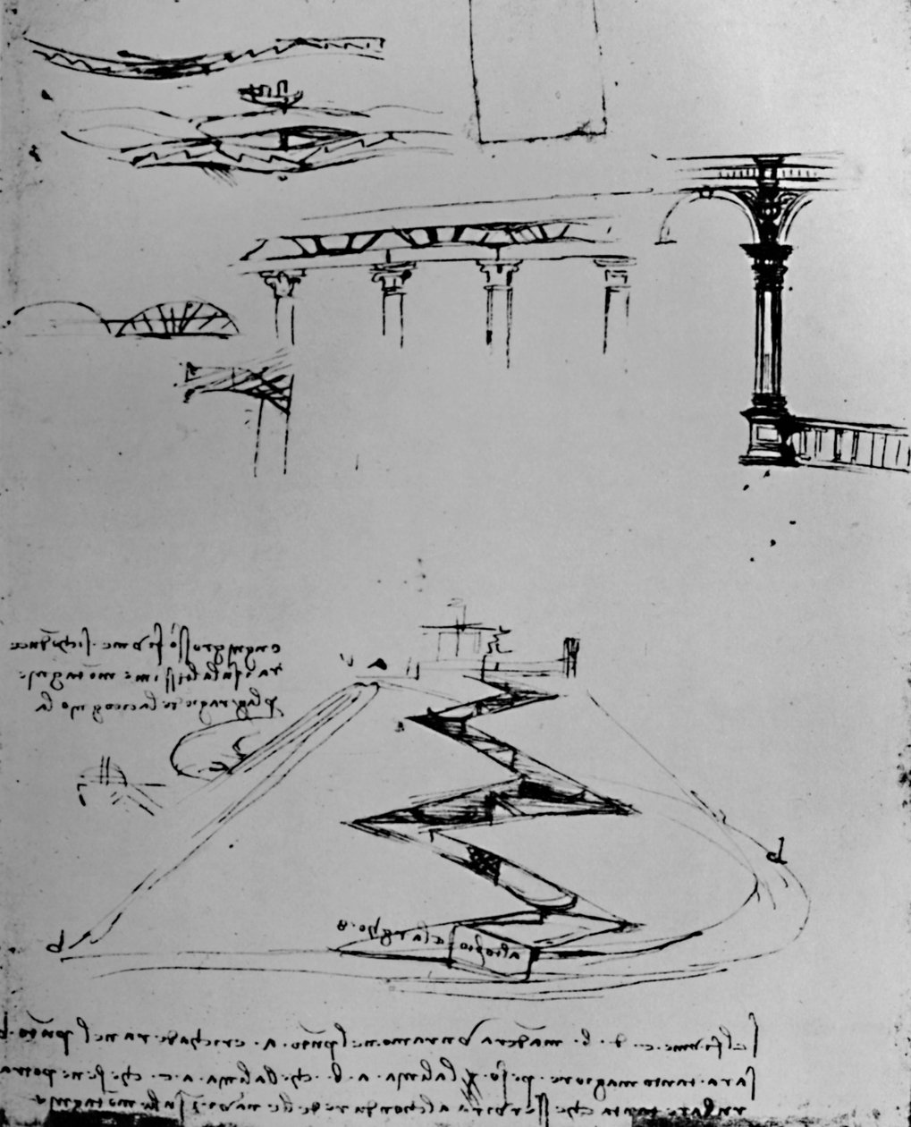 Plan over Canal Ascending Hill ved hjælp af sluser, 1928 af Leonardo da Vinci