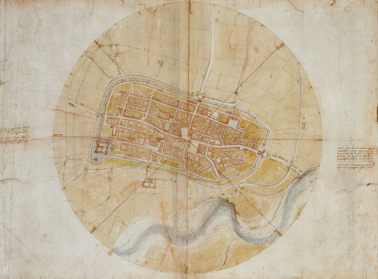 Plan over Imola af Leonardo da Vinci