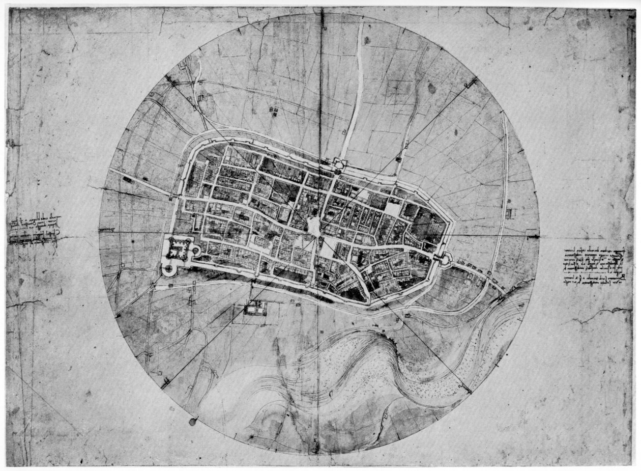 Plan af Imola, Italien, c1502 1954 af Leonardo da Vinci