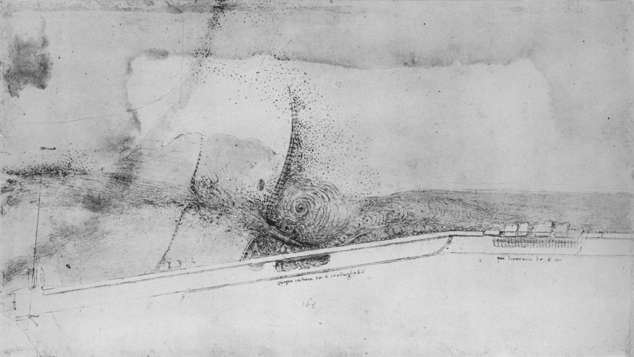 Plan over en dæmning til omledning af Arno, c1480 1945 af Leonardo da Vinci