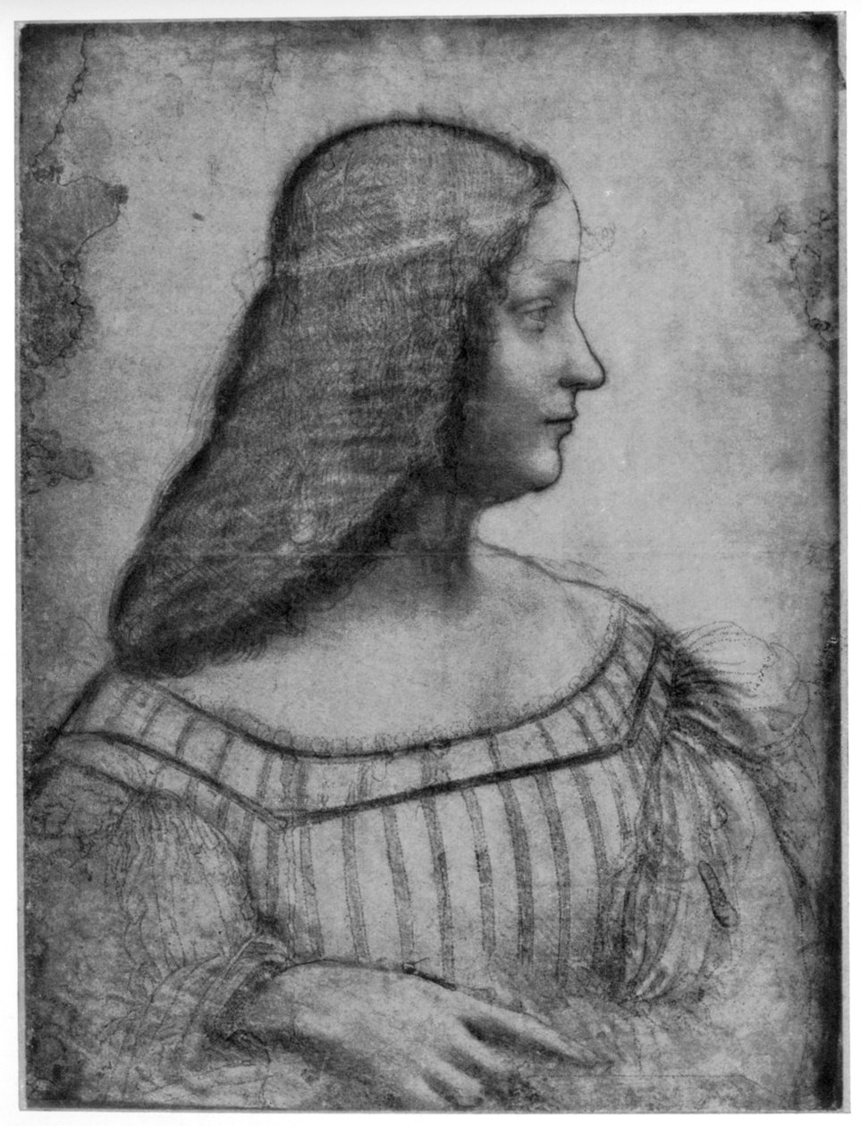 Portræt af Isabella dEste, 1500 1954. af Leonardo da Vinci