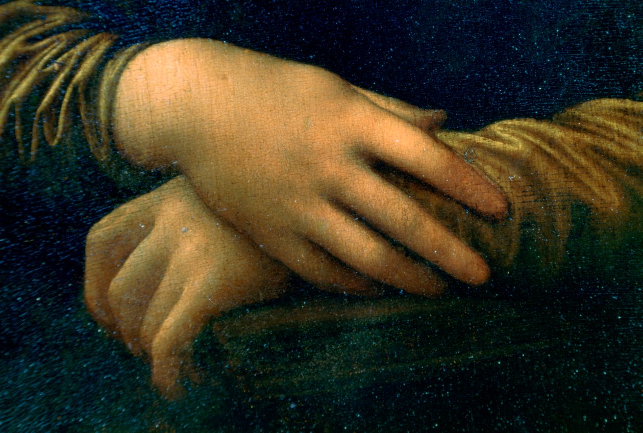 Portræt af Mona Lisa detalje, 1503-1506 af Leonardo da Vinci