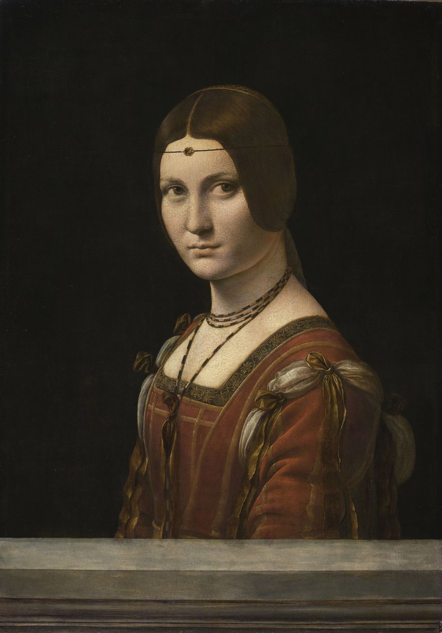 Portræt af en ukendt kvinde, kaldet La Belle Ferronnière, 1490-1496. af Leonardo da Vinci