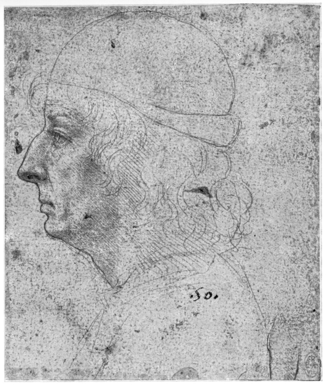 Portrætstudie af en mand, 1400-tallet 1954. af Leonardo da Vinci