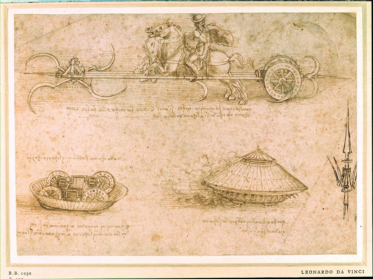 Seglvogn og panservogn af Leonardo da Vinci