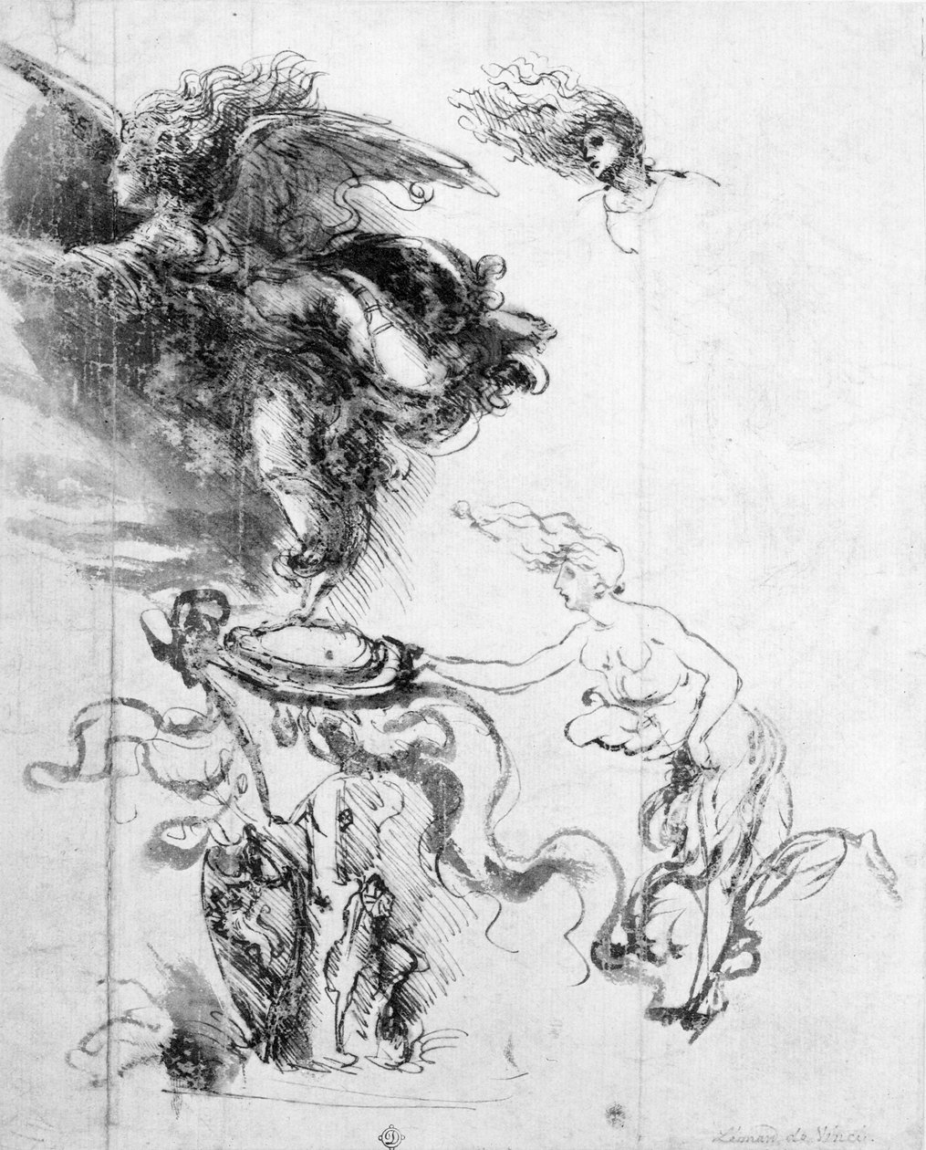 Silhouette of an Angel (pen og blæk på papir) af Leonardo da Vinci